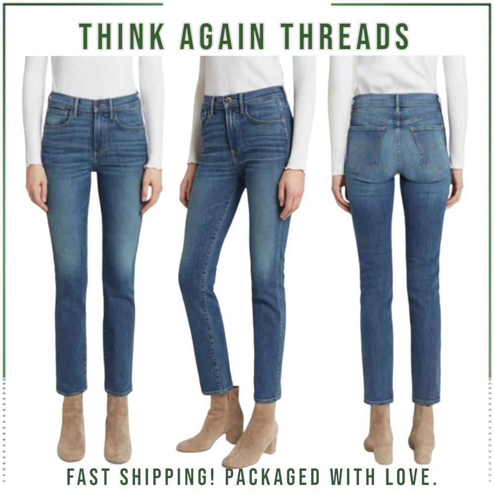 3x1 Made Here Blue Woodstock Denim Stevie Straight Leg High Waist Jeans Size 26